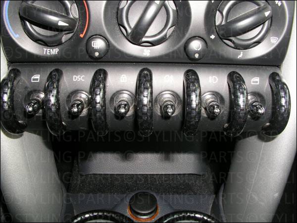 Adesivo In Fibra Di Carbonio Per Cruscotto MINI Cooper R50/R53 (2001-2006) - Per Climatizzatore Centrale, Nero - Facile Installazione